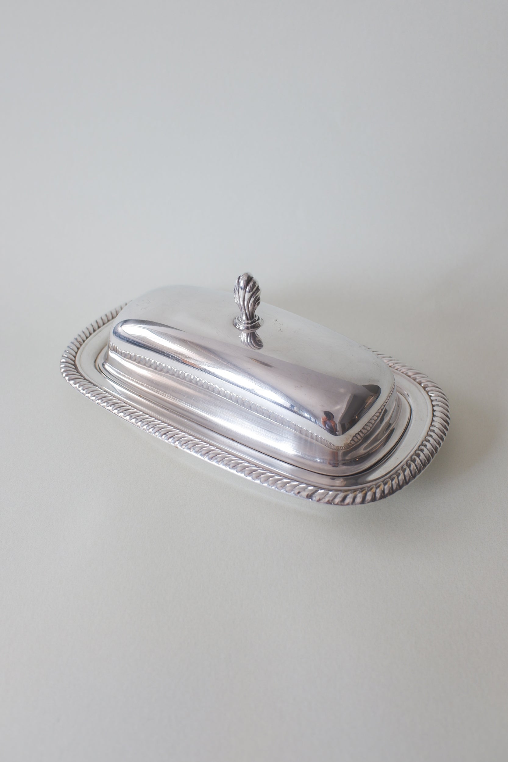 Vintage 鍍銀蓋式繩紋邊盤