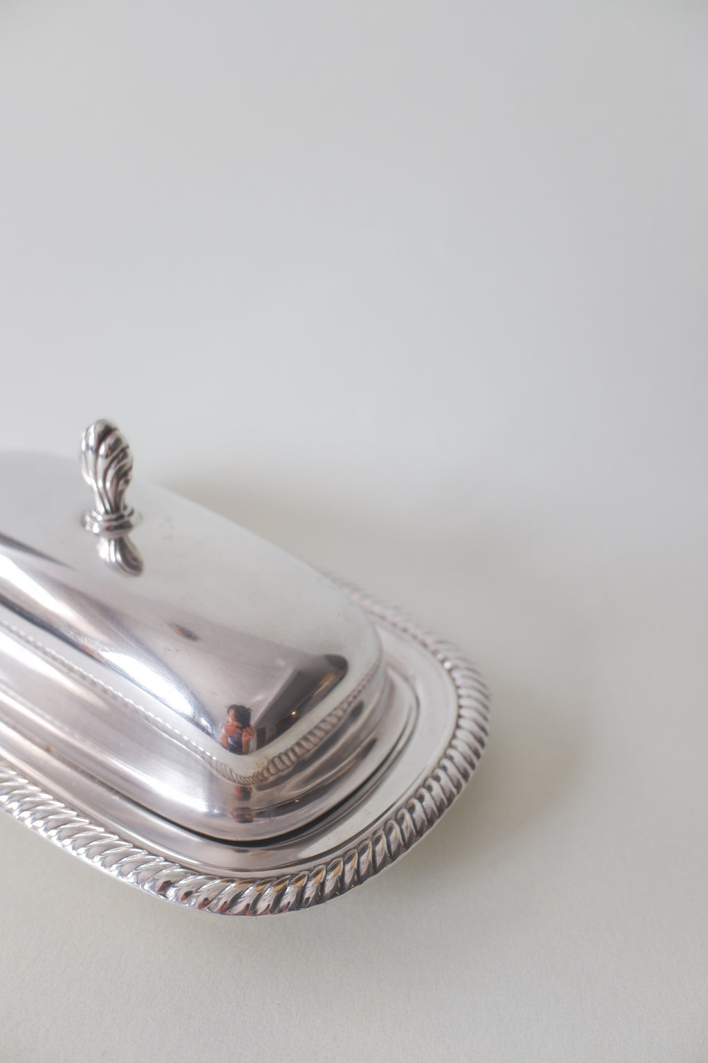 Vintage 鍍銀蓋式繩紋邊盤