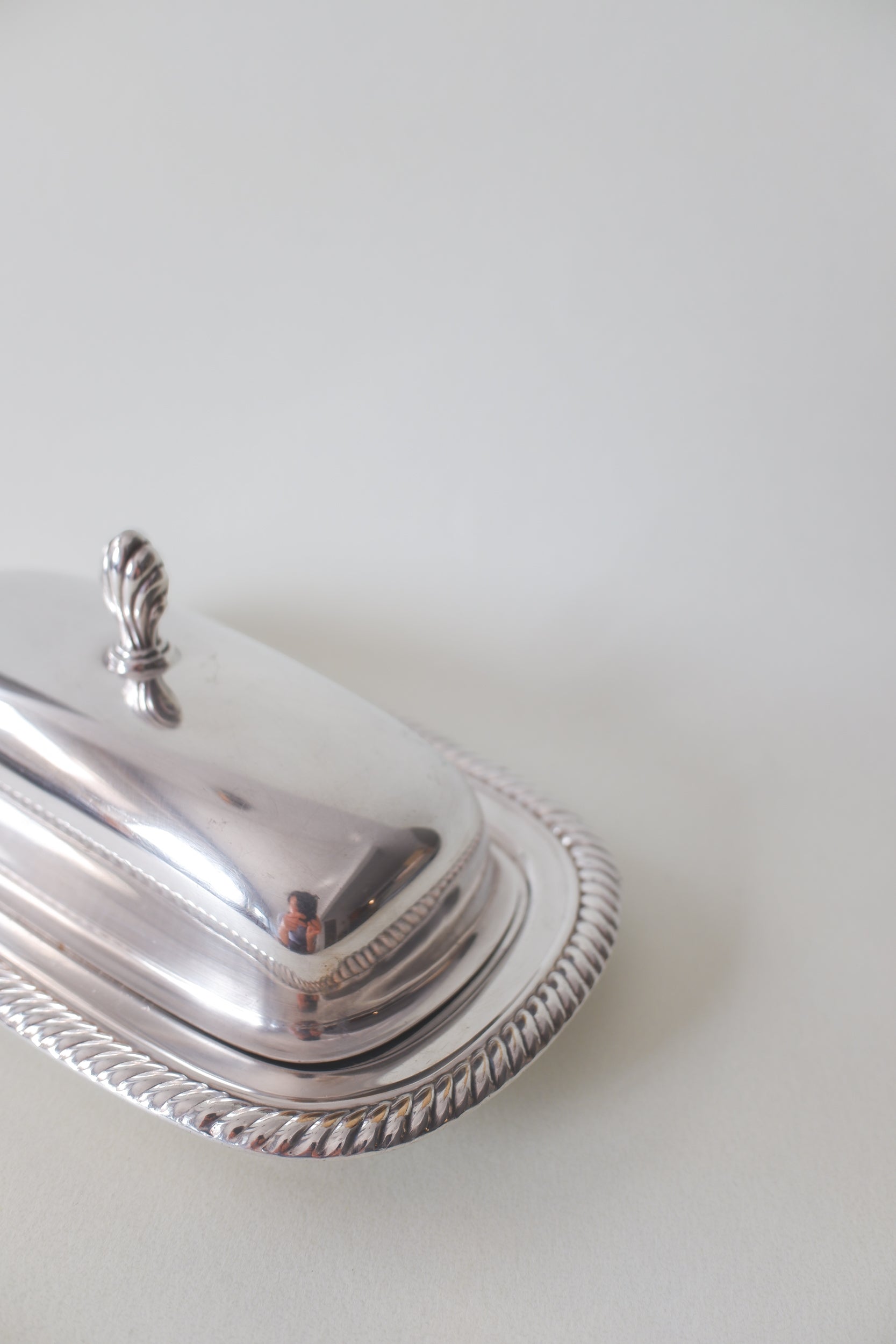 Vintage 鍍銀蓋式繩紋邊盤