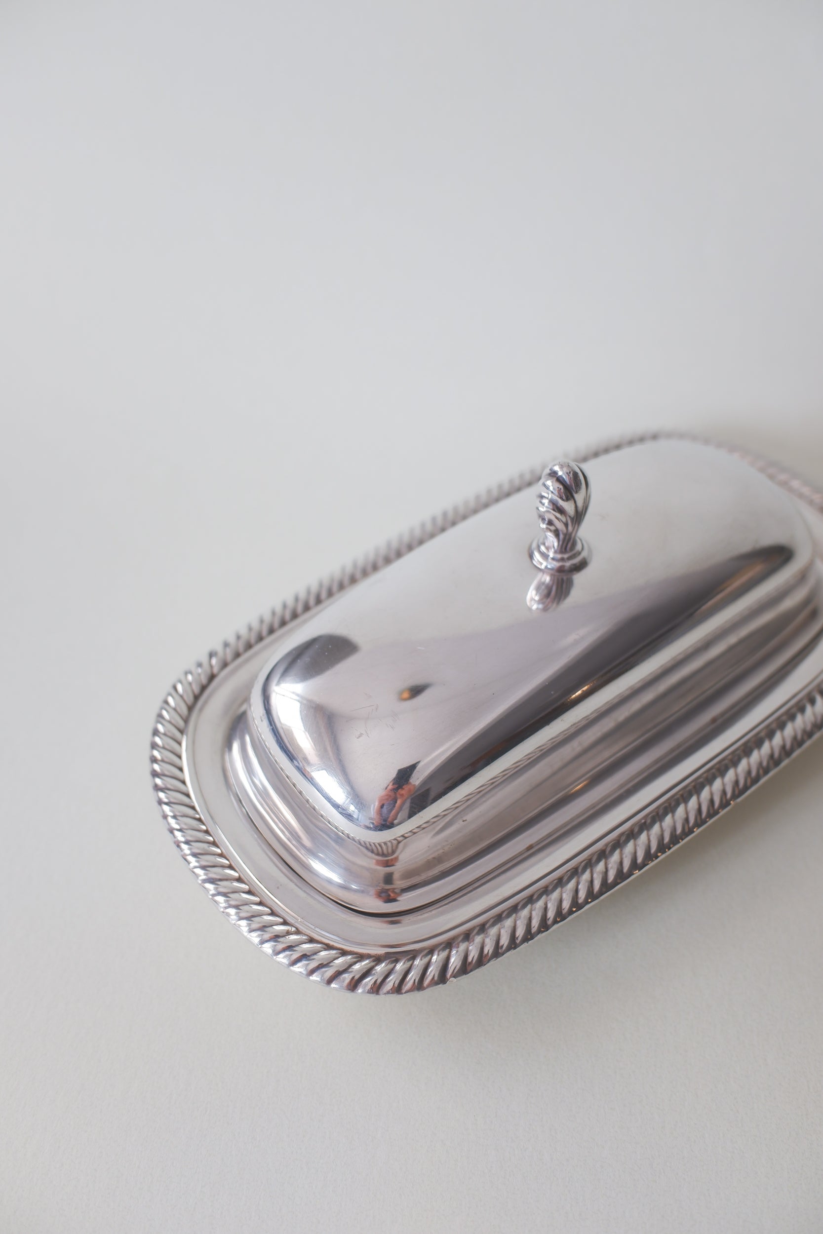 Vintage 鍍銀蓋式繩紋邊盤