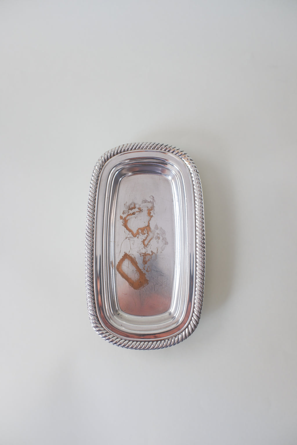 Vintage 鍍銀蓋式繩紋邊盤