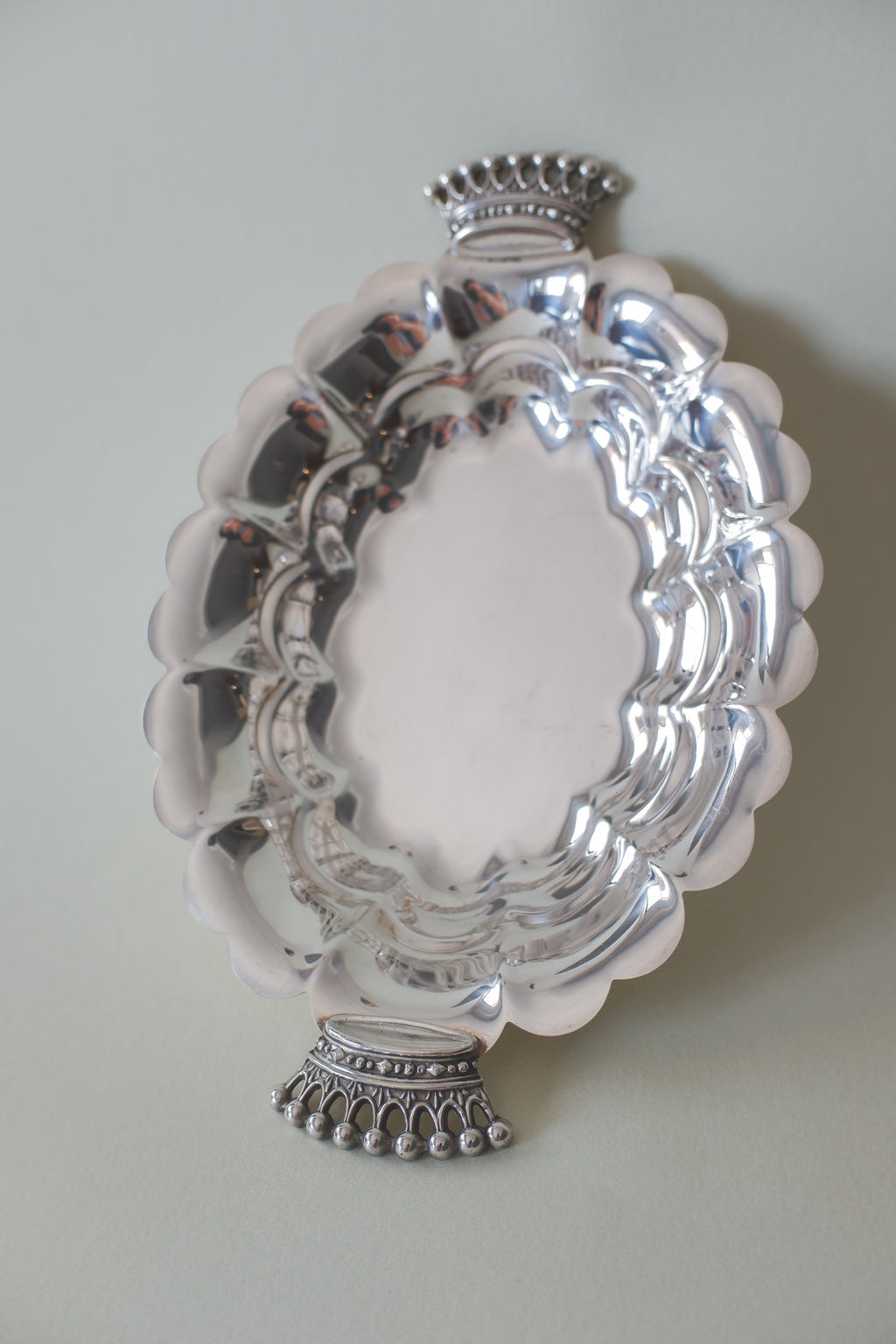 Vintage 鍍銀皇冠把手映光盤