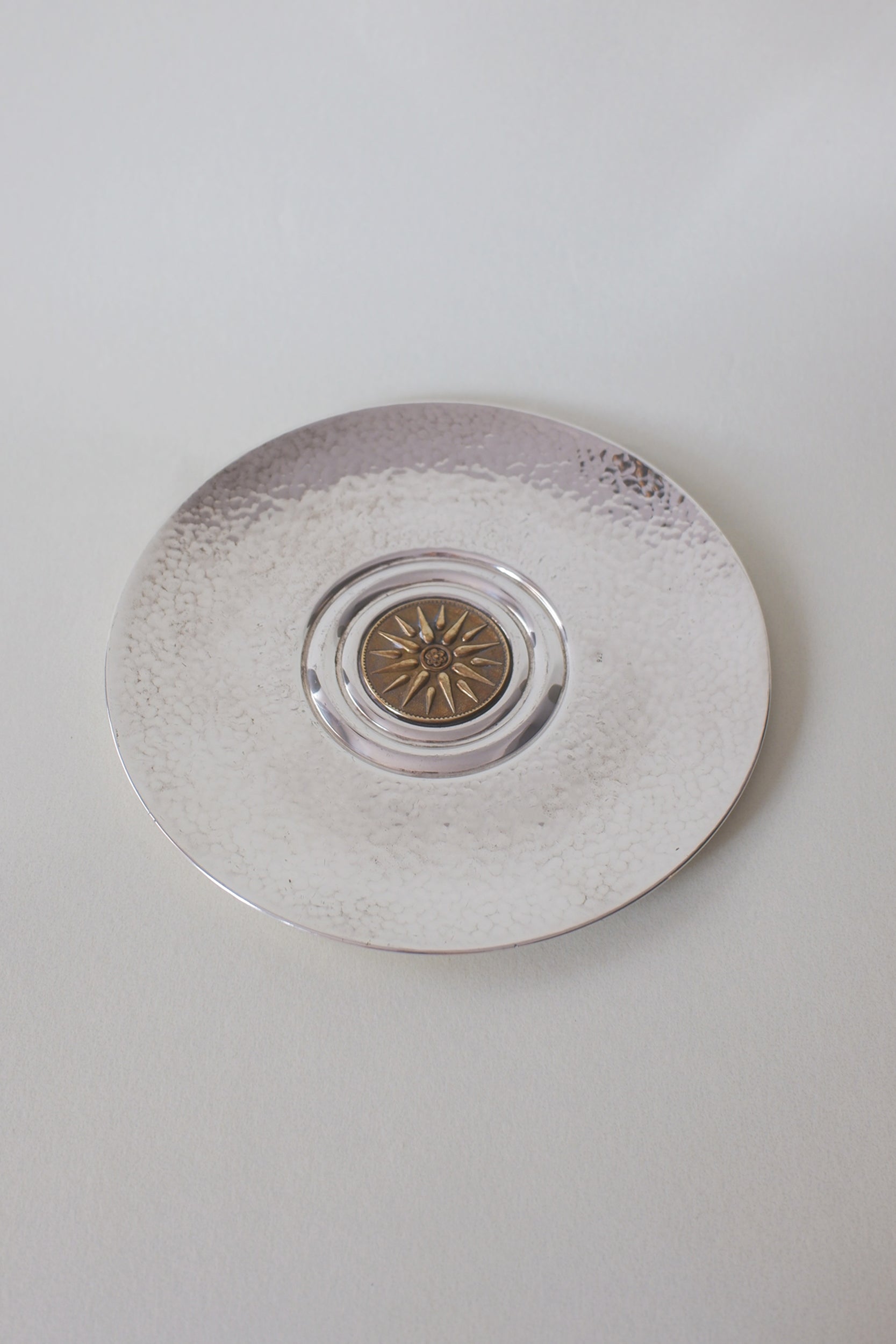 Vintage 錘紋雙色太陽紋鍍銀圓盤