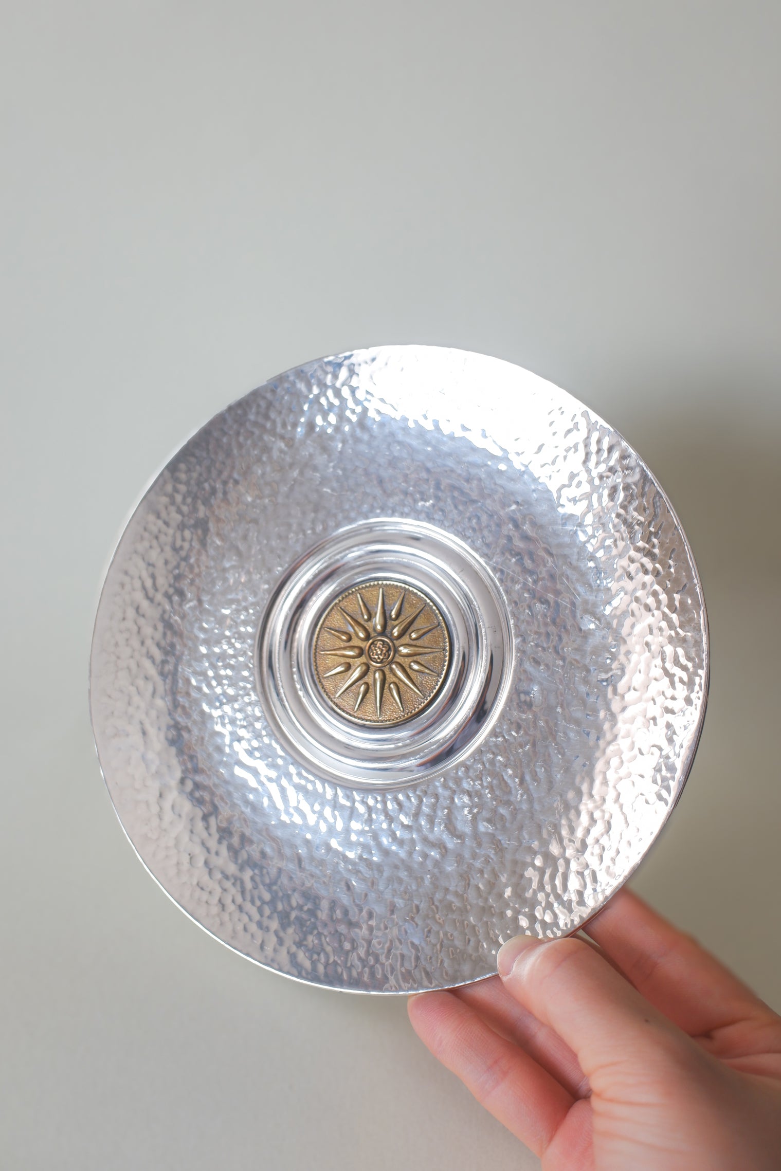 Vintage 錘紋雙色太陽紋鍍銀圓盤