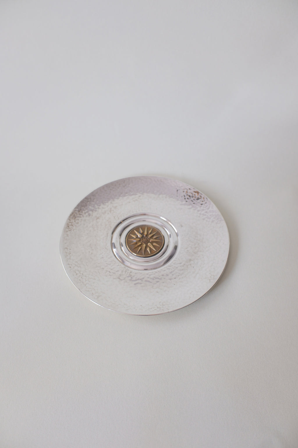 Vintage 錘紋雙色太陽紋鍍銀圓盤