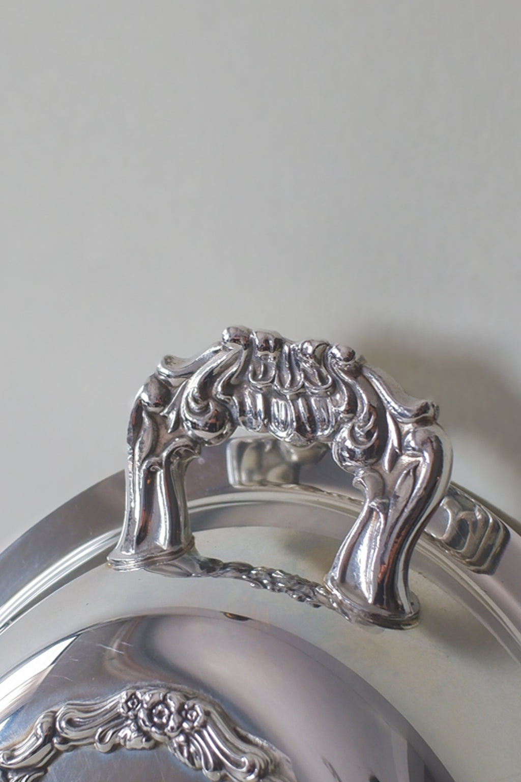 Vintage 鍍銀花邊橢圓托盤