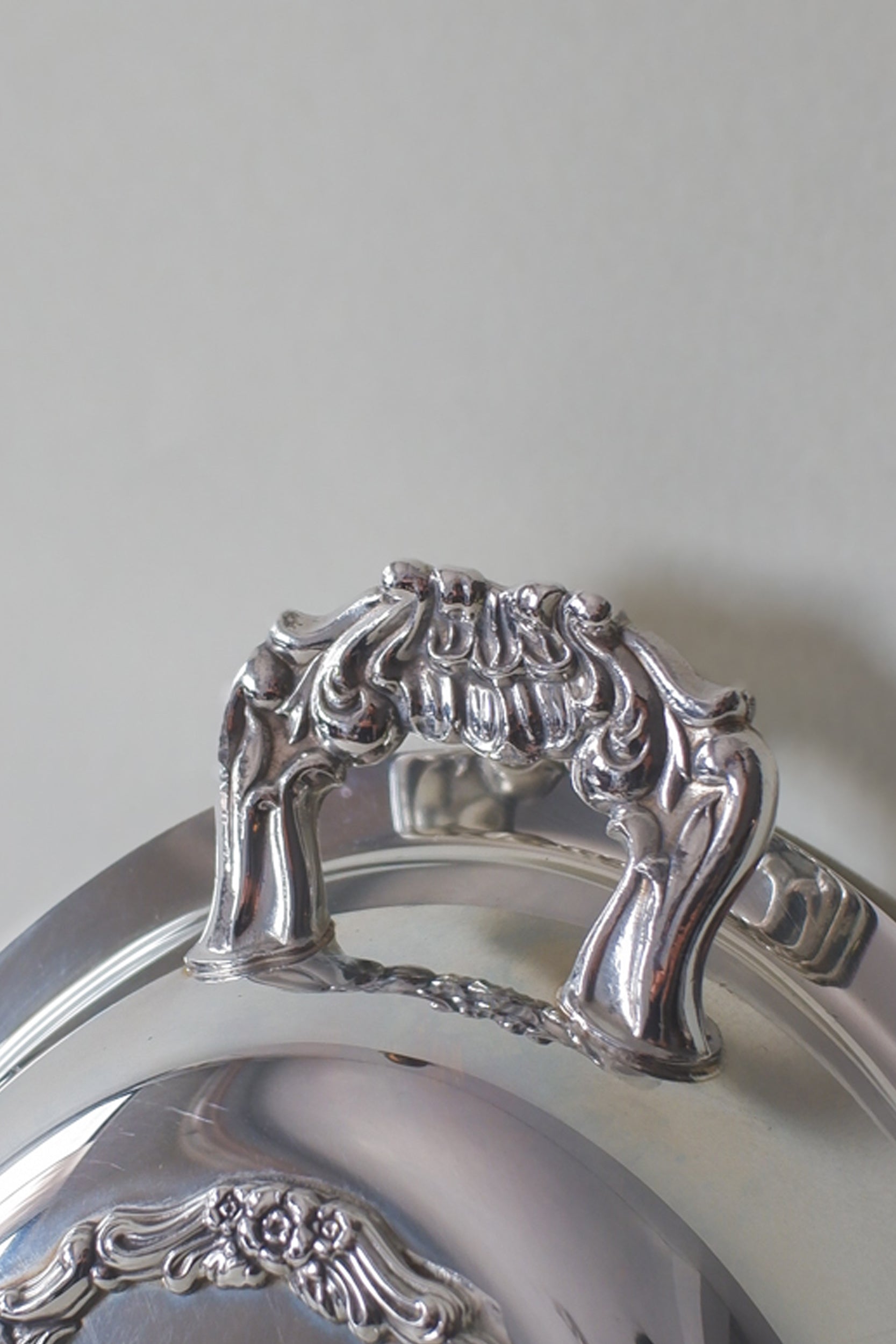 Vintage 鍍銀花邊橢圓托盤