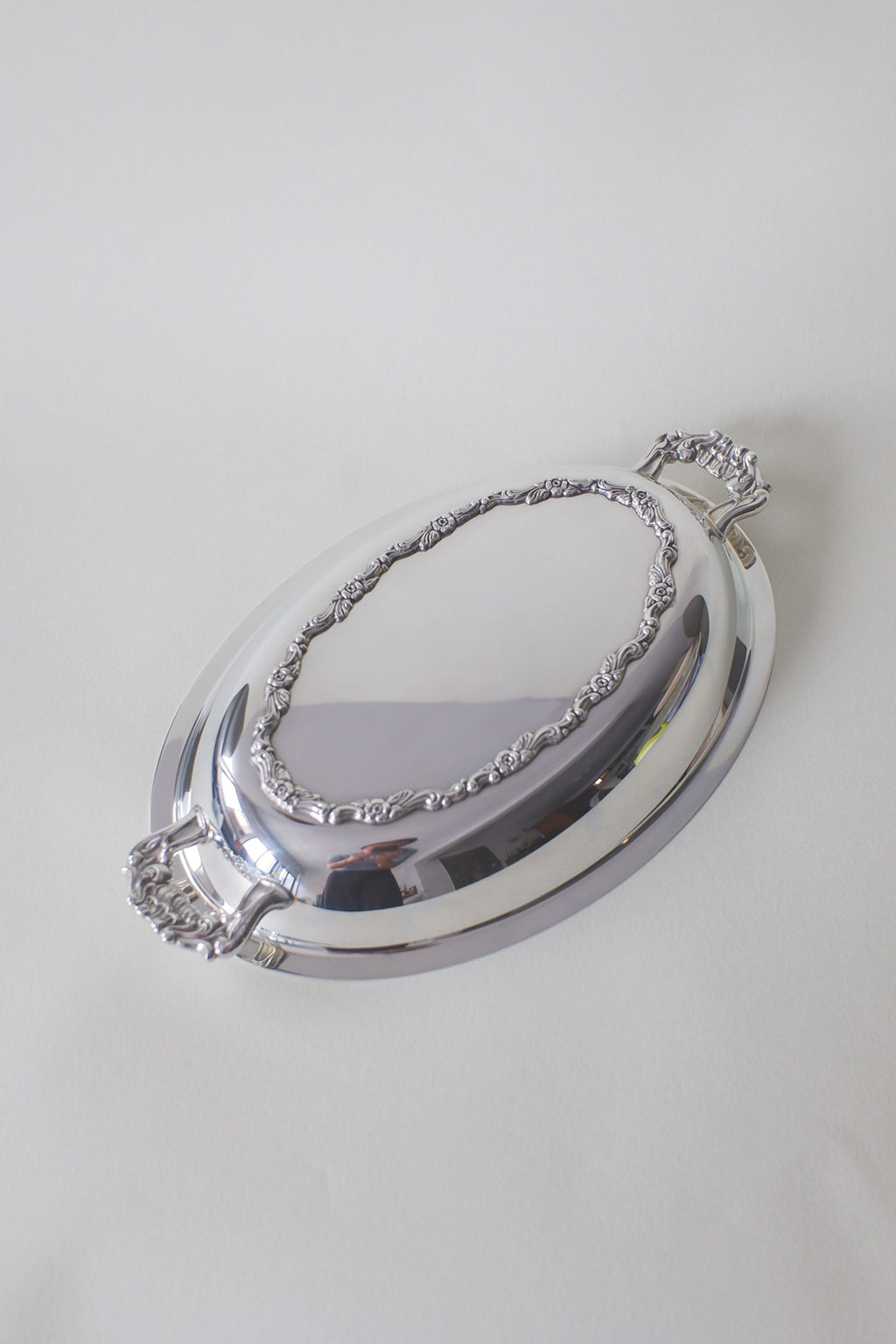 Vintage 鍍銀花邊橢圓托盤