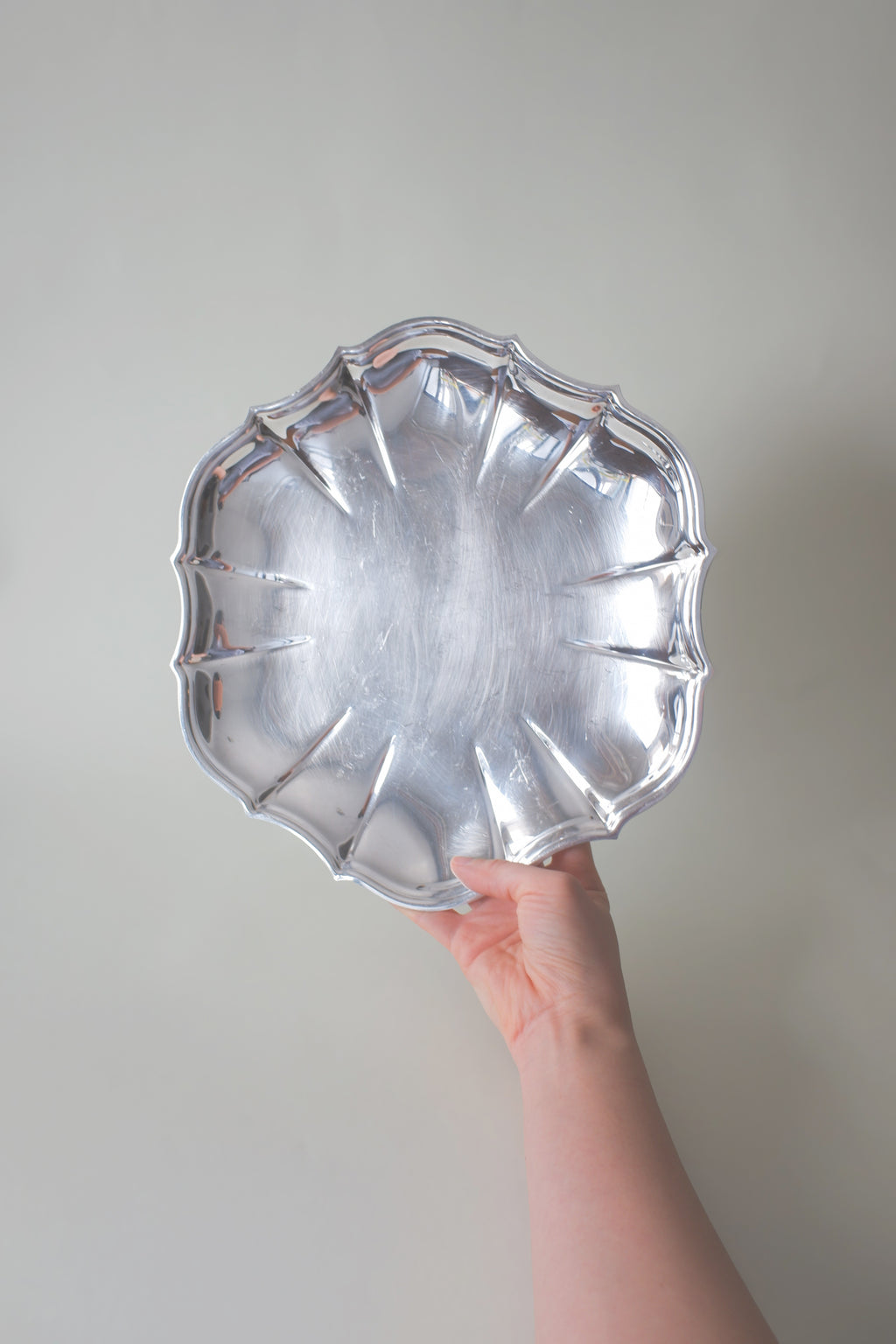 Vintage 花瓣輪廓鍍銀映光盤