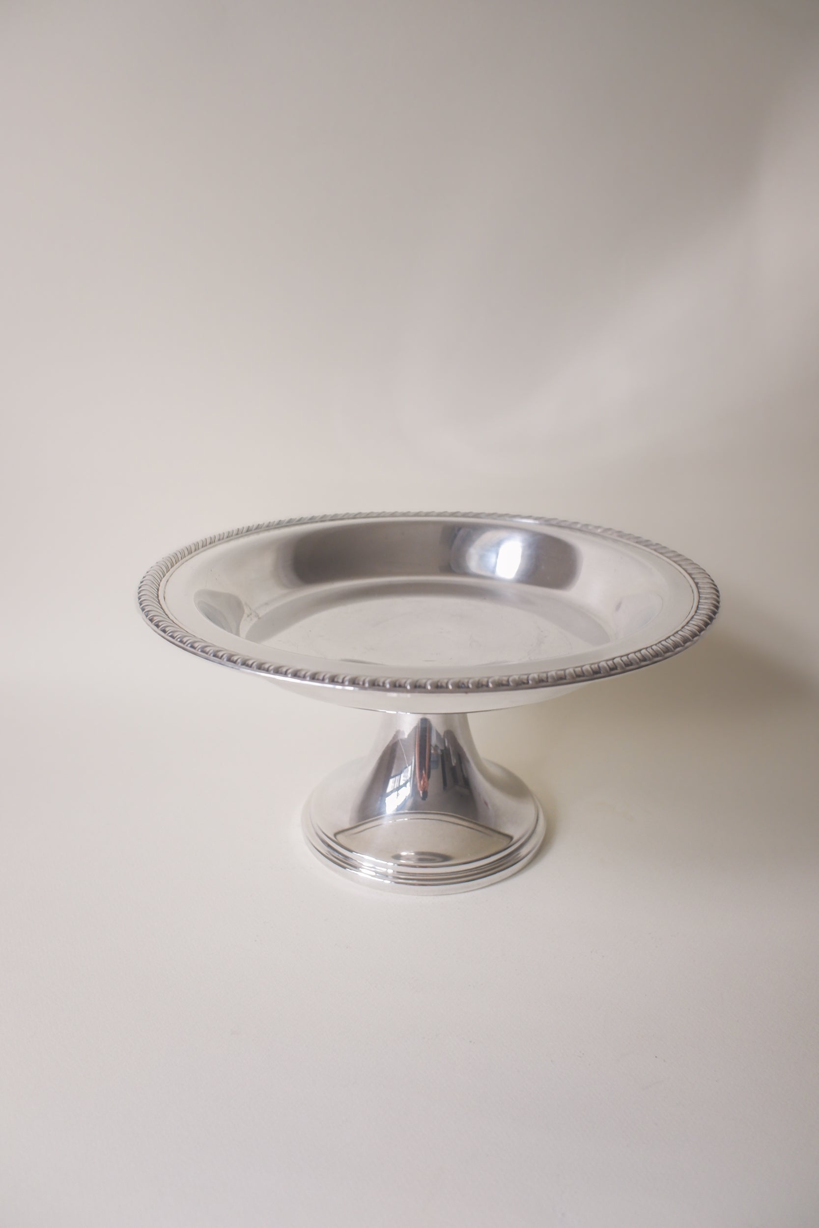 Vintage 古典繩紋高腳鍍銀盤