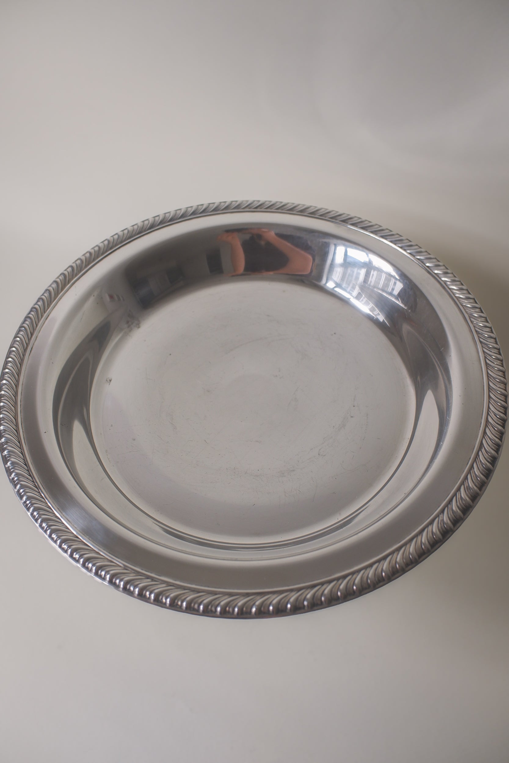 Vintage 古典繩紋高腳鍍銀盤