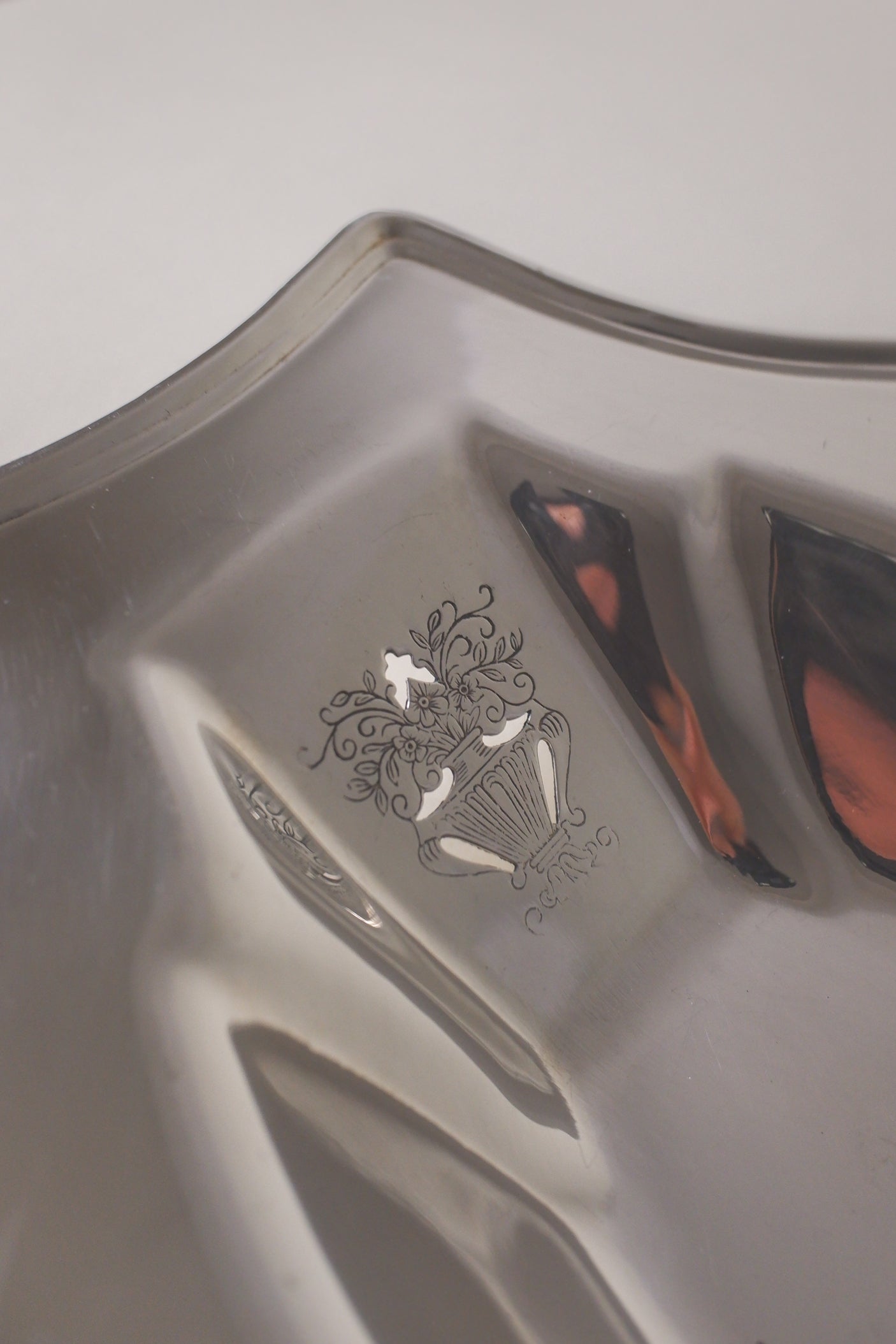 Vintage 弧邊長形鍍銀古董銀盤