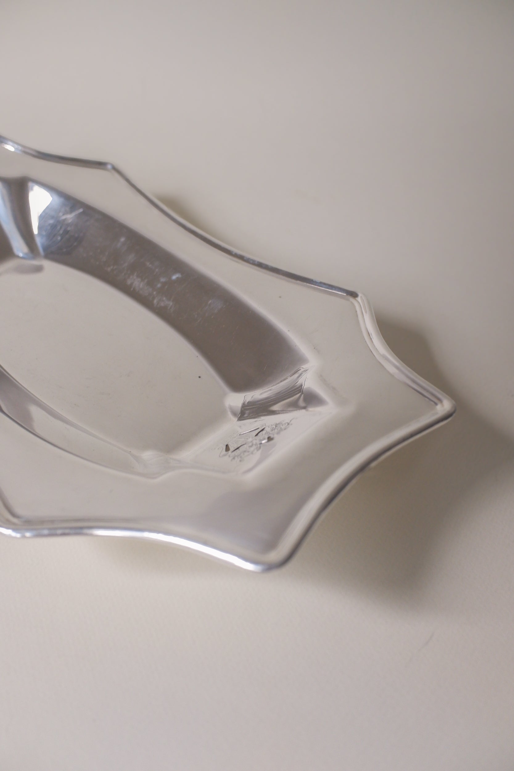 Vintage 弧邊長形鍍銀古董銀盤