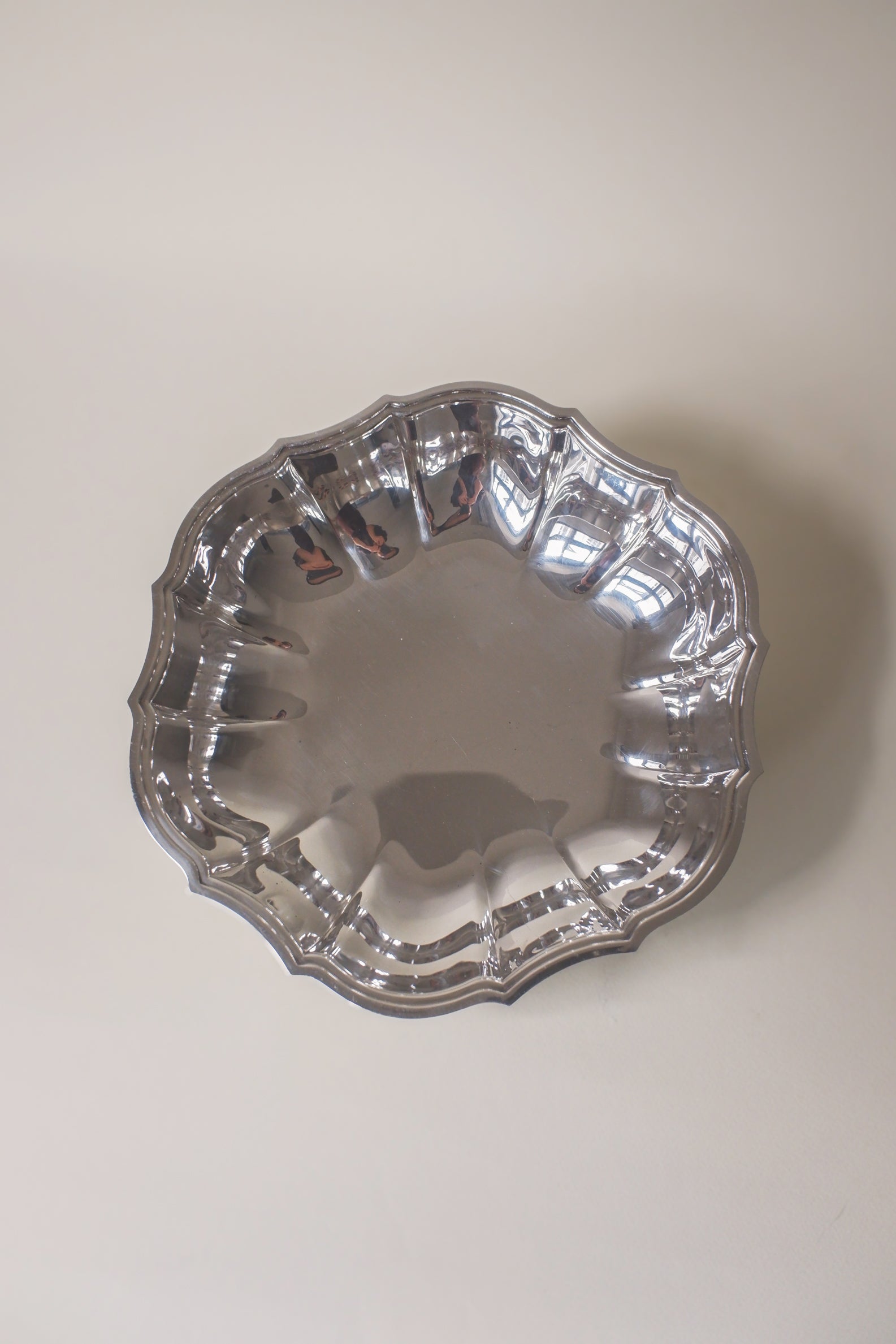 Vintage 波浪邊鍍銀古董銀盤