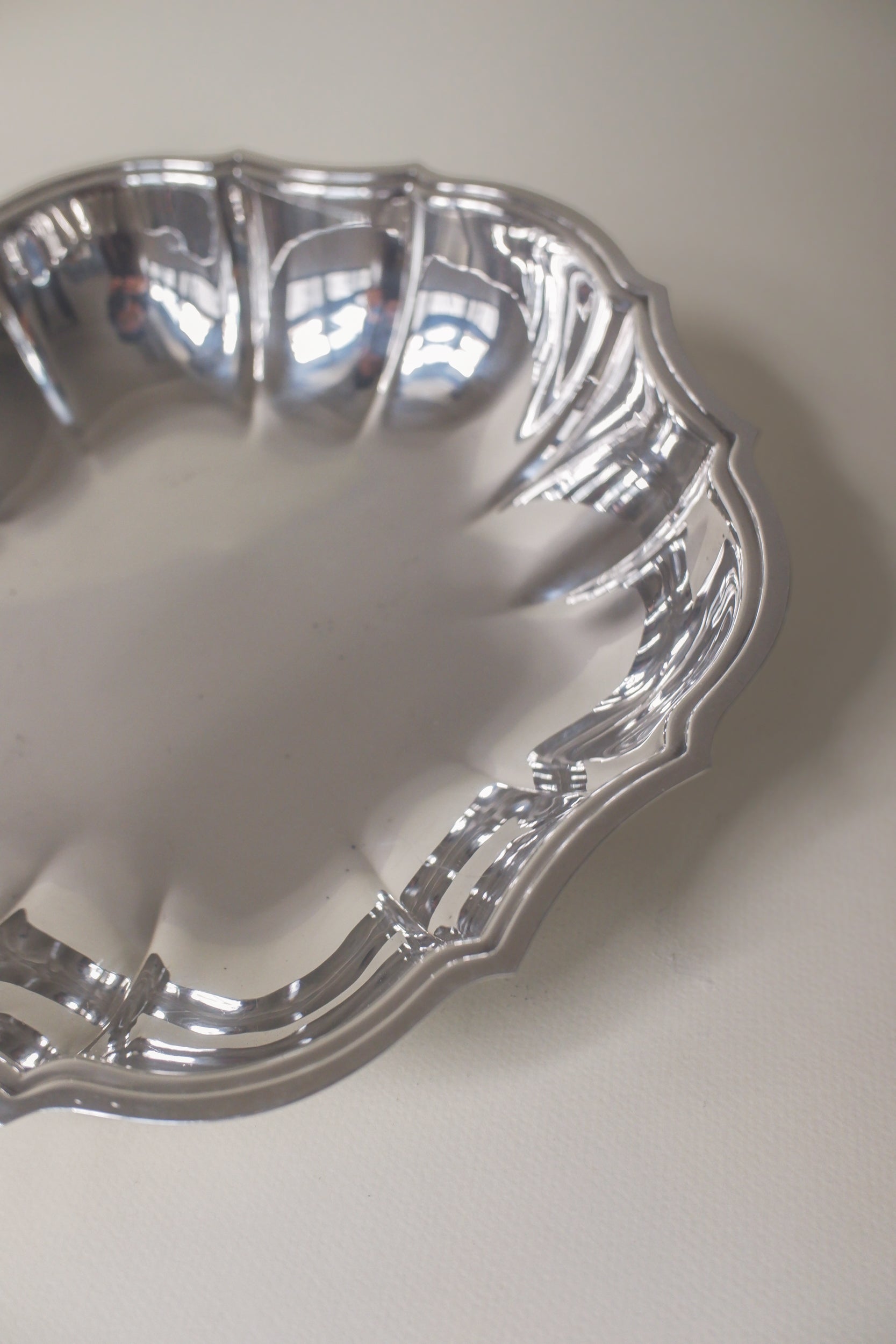 Vintage 波浪邊鍍銀古董銀盤