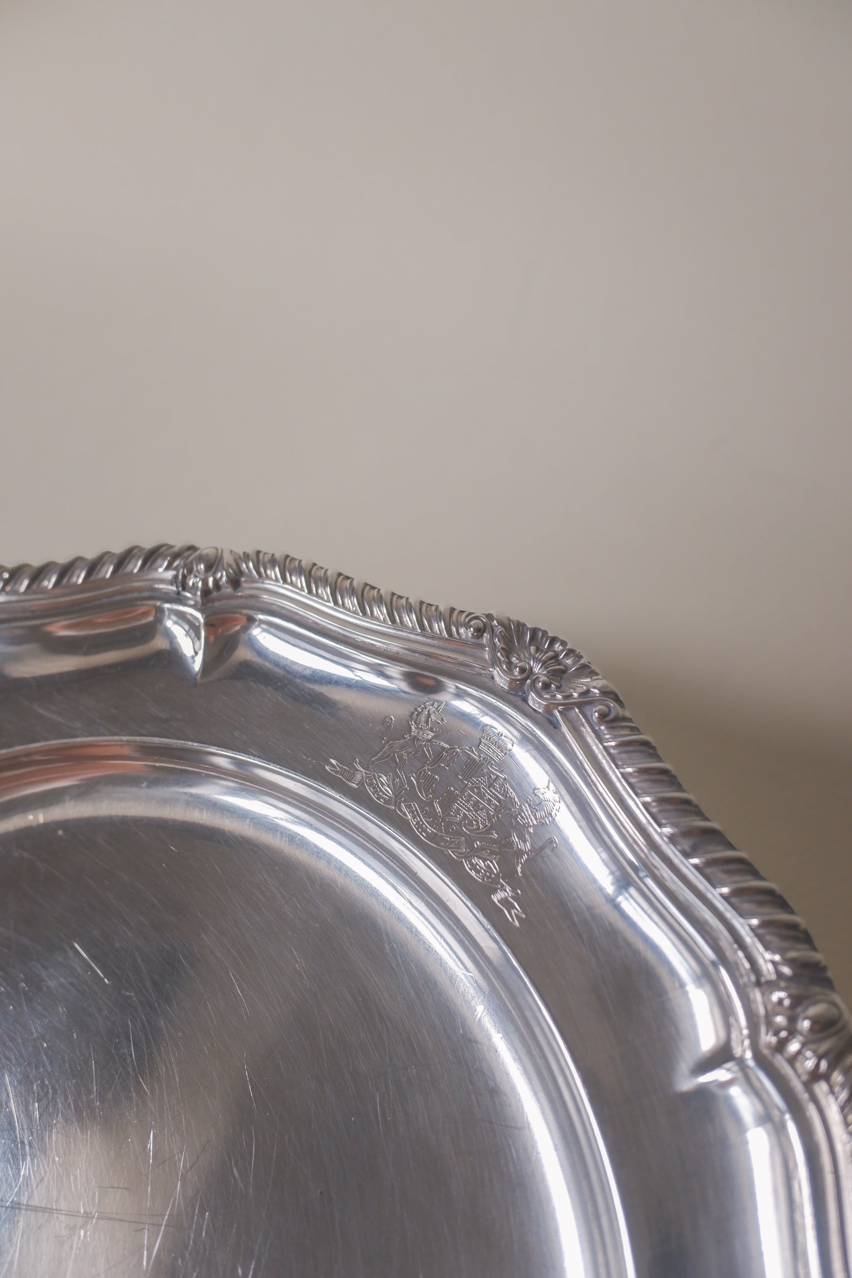 Vintage 滾邊鍍銀古董銀盤