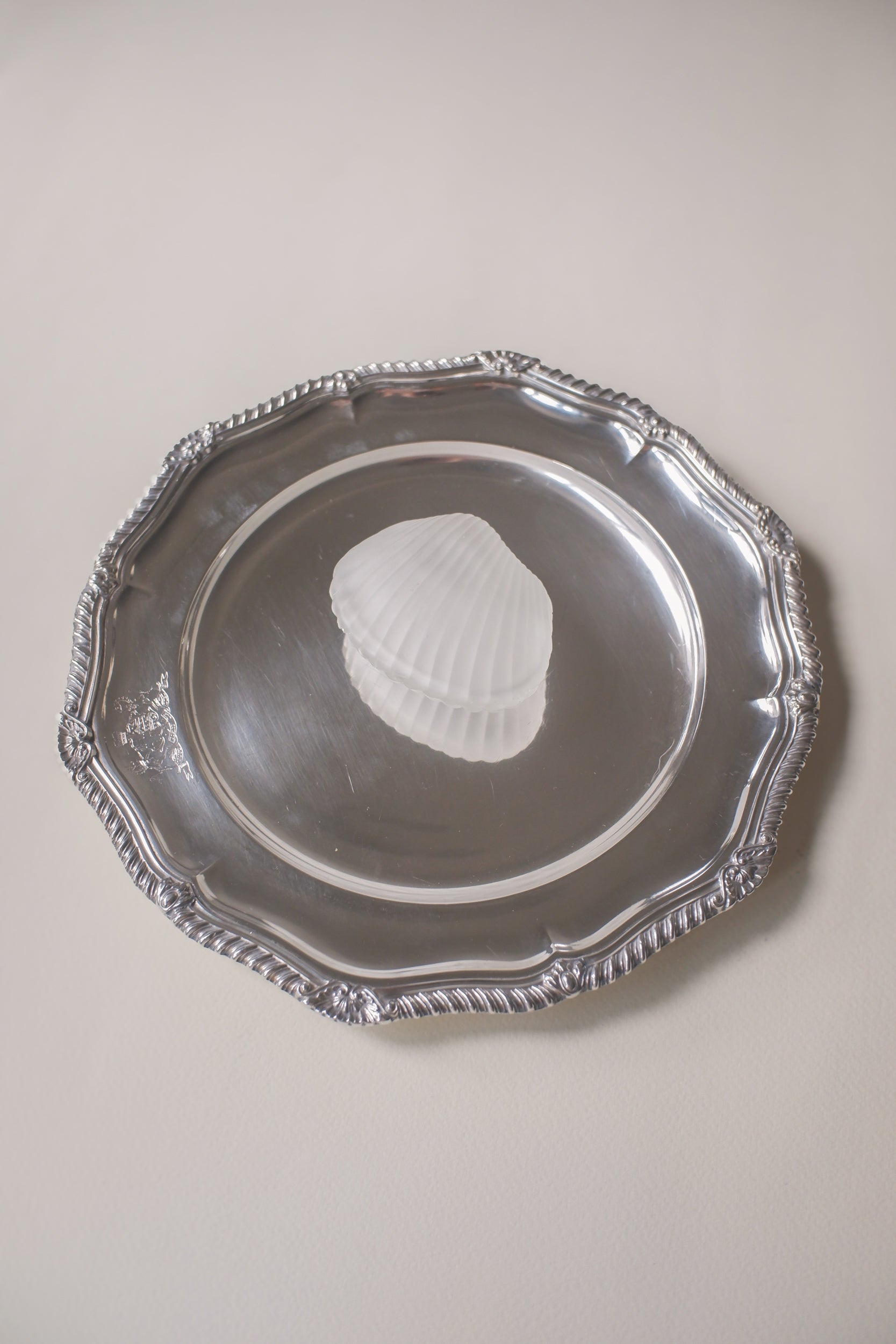 Vintage 滾邊鍍銀古董銀盤