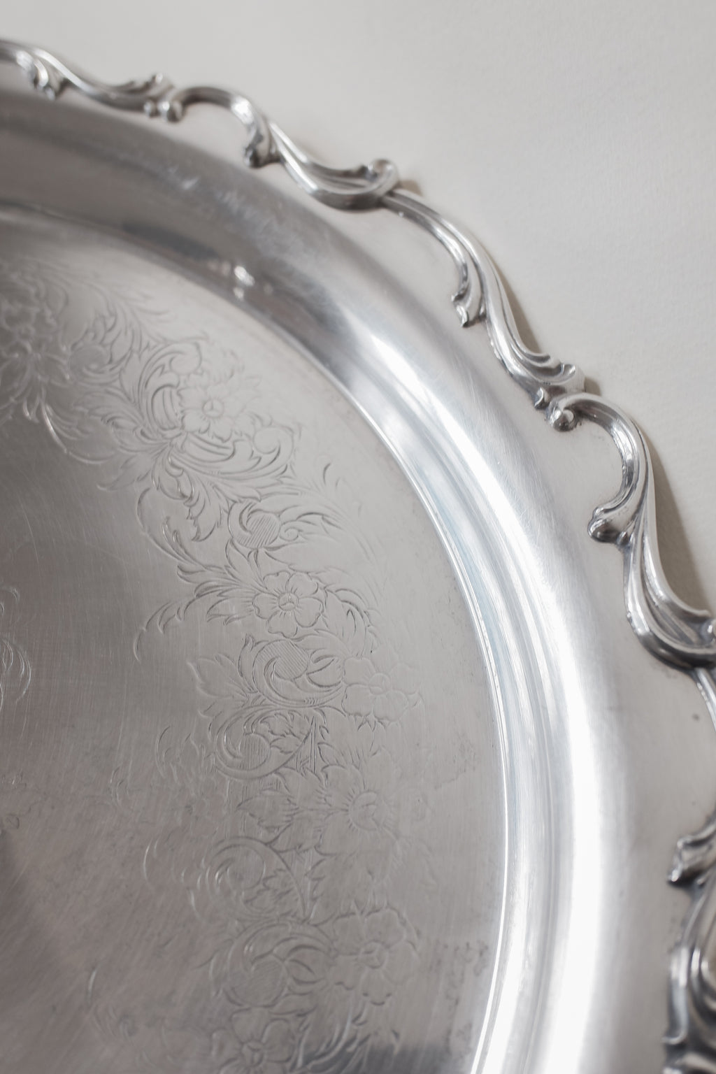 Vintage 浪花圓形鍍銀盤(大)