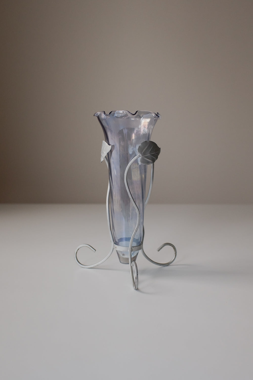 Vintage 霧藍色玻璃花器