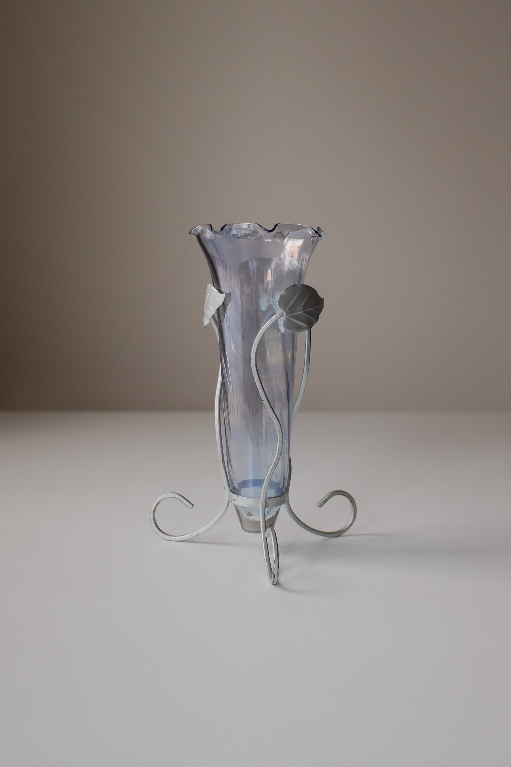 Vintage 霧藍色玻璃花器