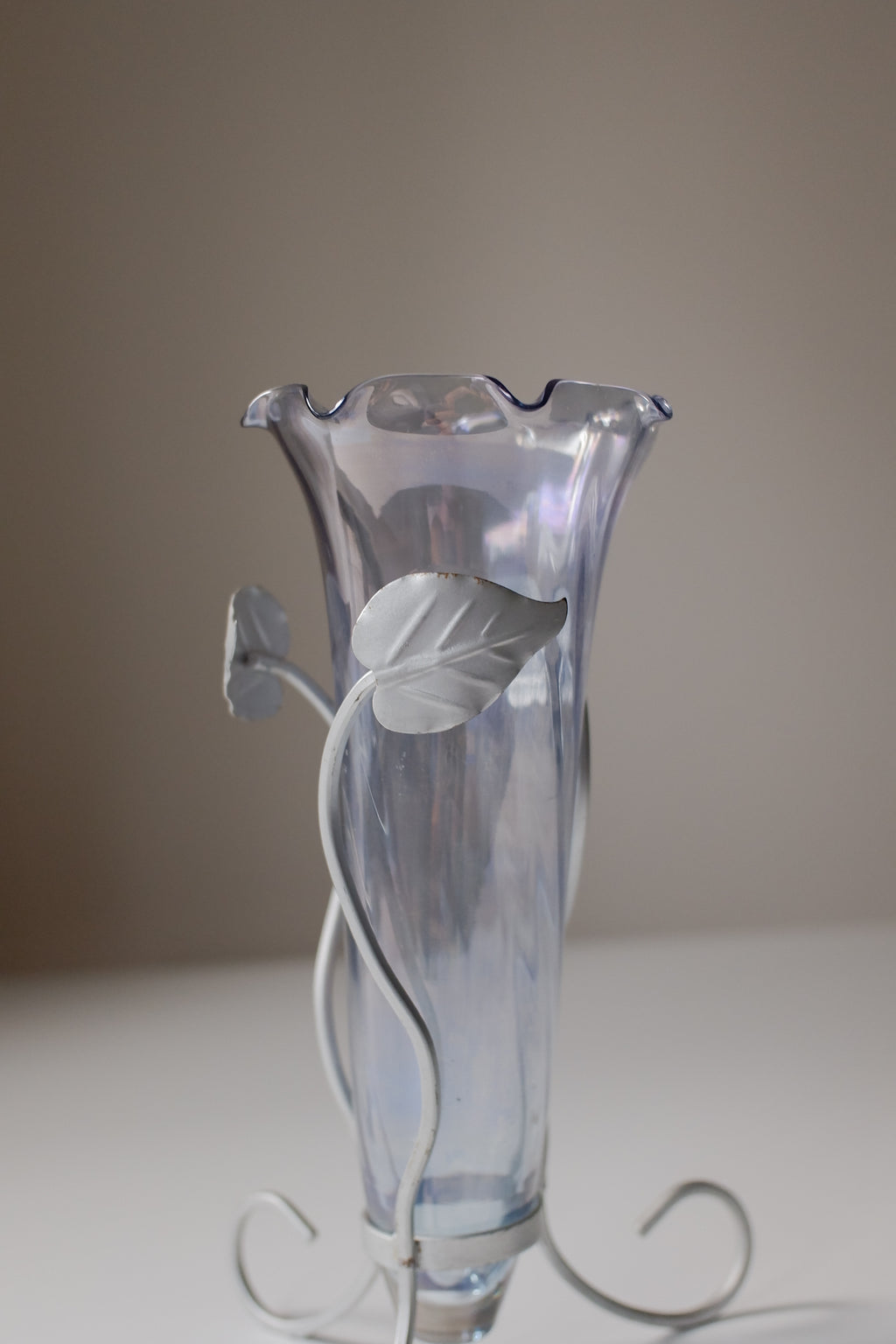 Vintage 霧藍色玻璃花器