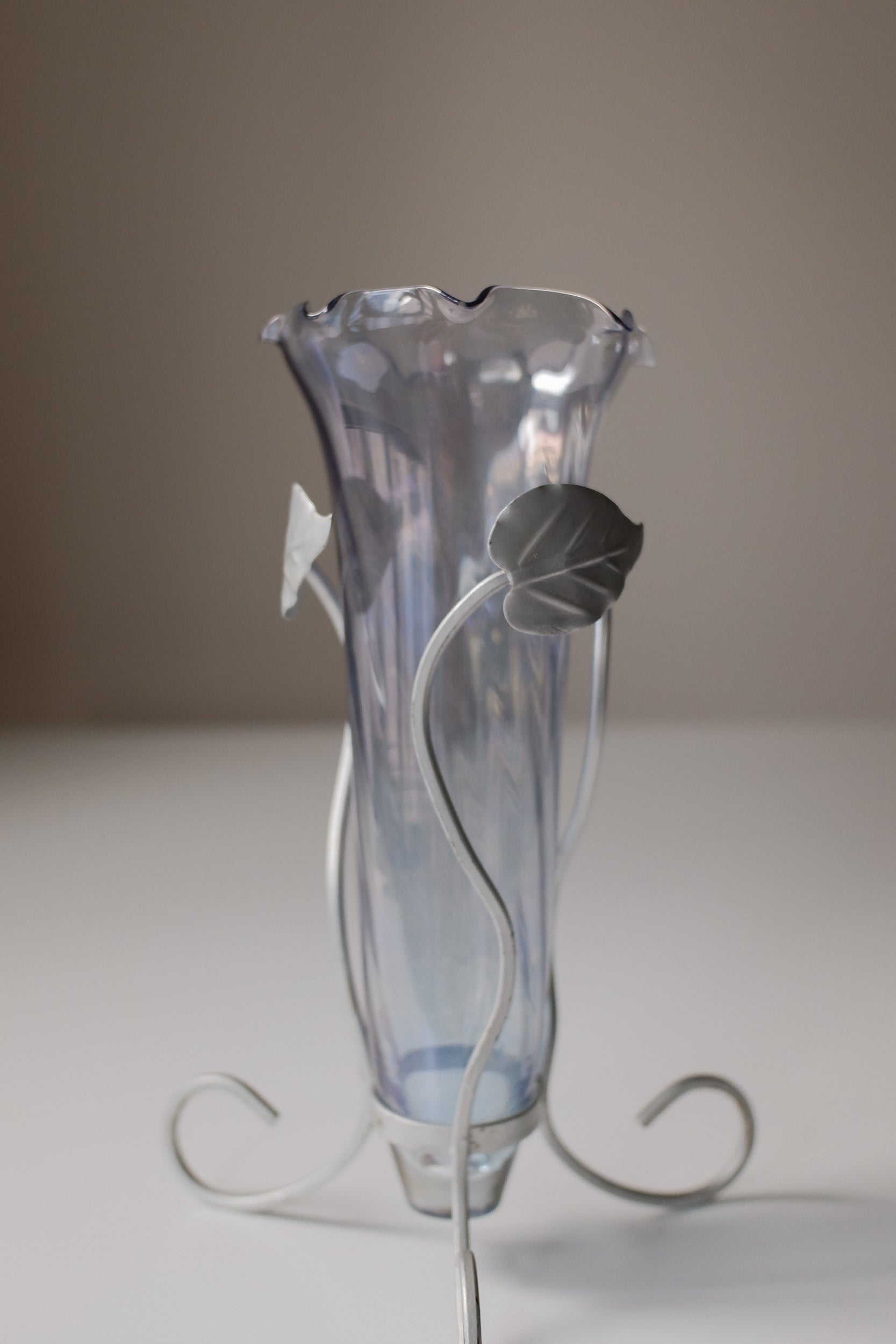 Vintage 霧藍色玻璃花器