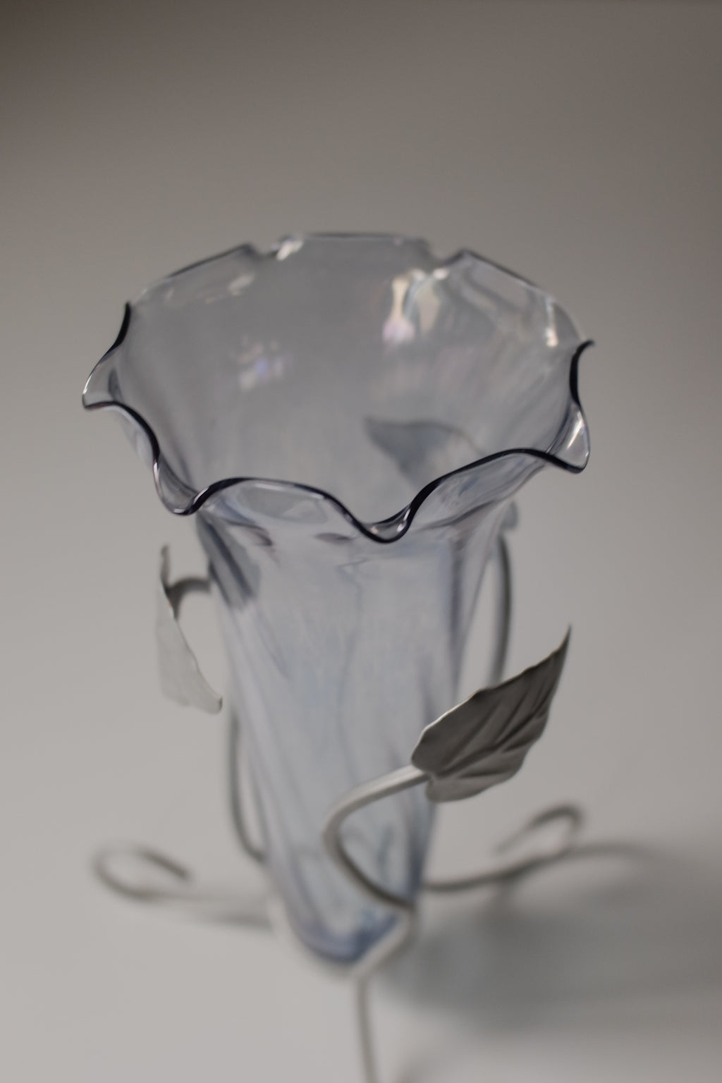 Vintage 霧藍色玻璃花器