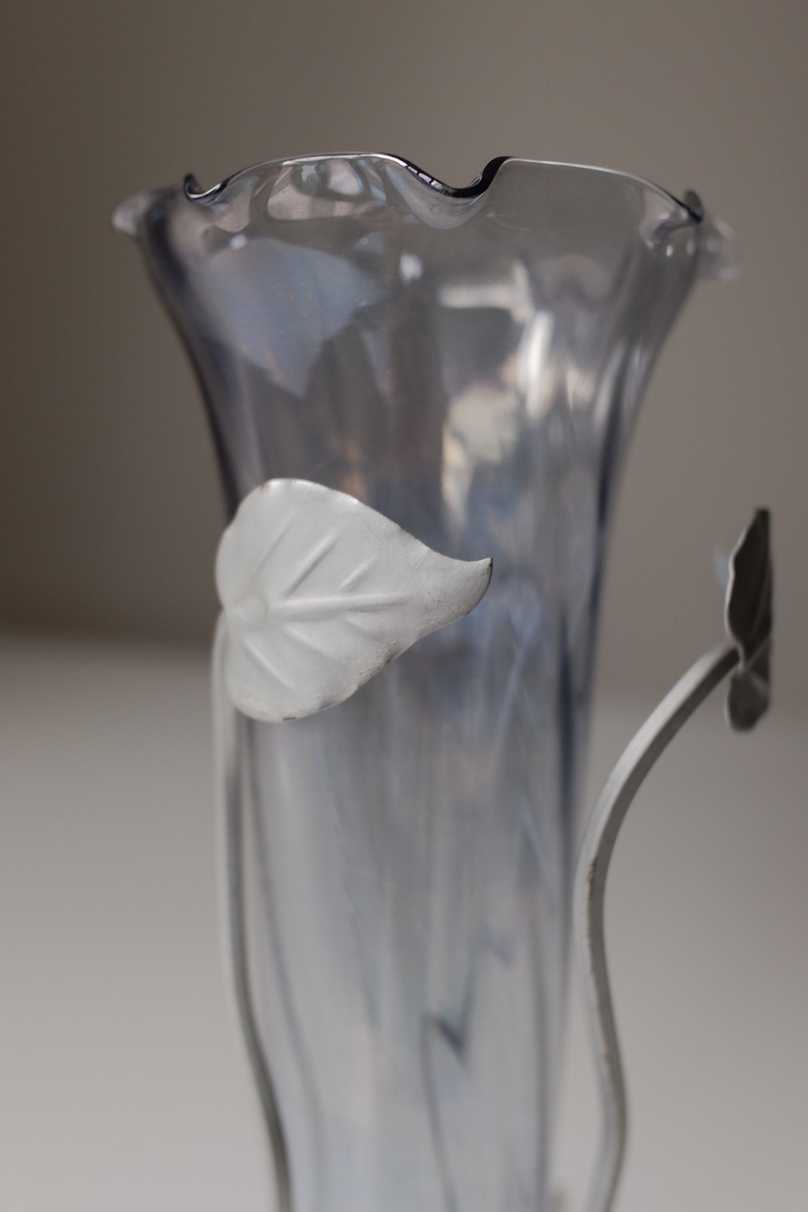 Vintage 霧藍色玻璃花器