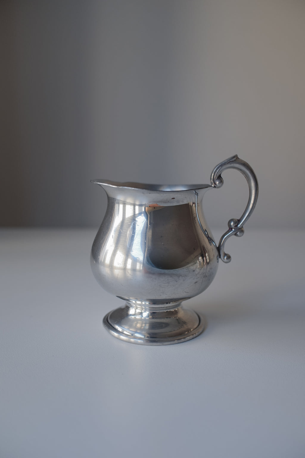 Vintage銀色捲把小花器/錫器