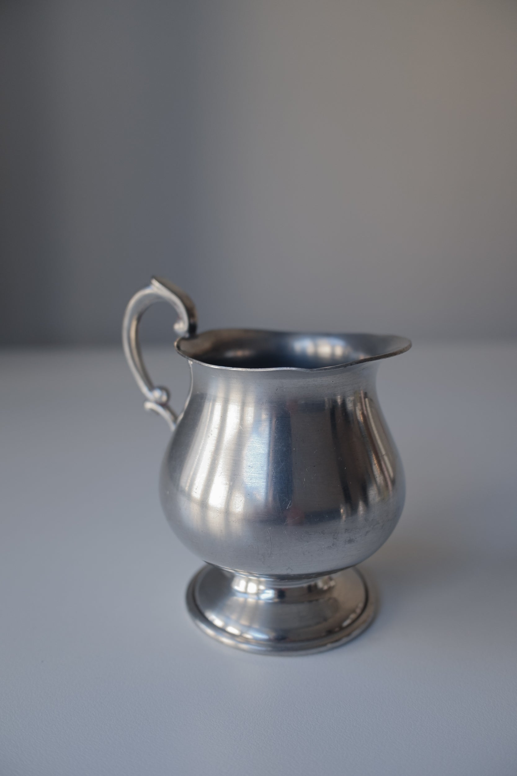 Vintage銀色捲把小花器/錫器