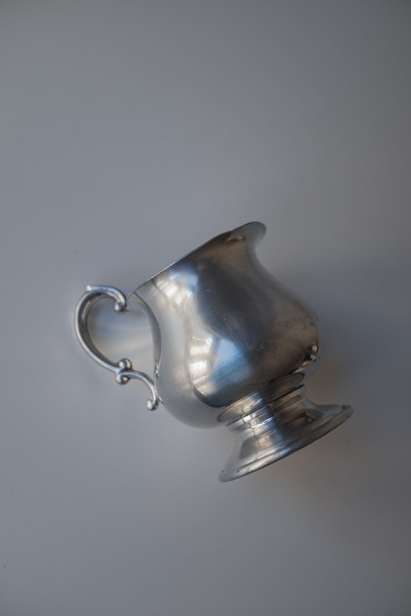 Vintage銀色捲把小花器/錫器