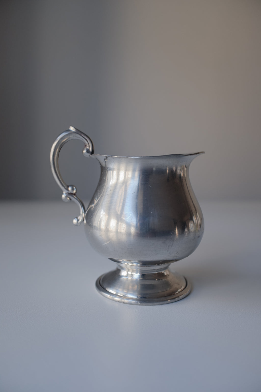 Vintage銀色捲把小花器/錫器