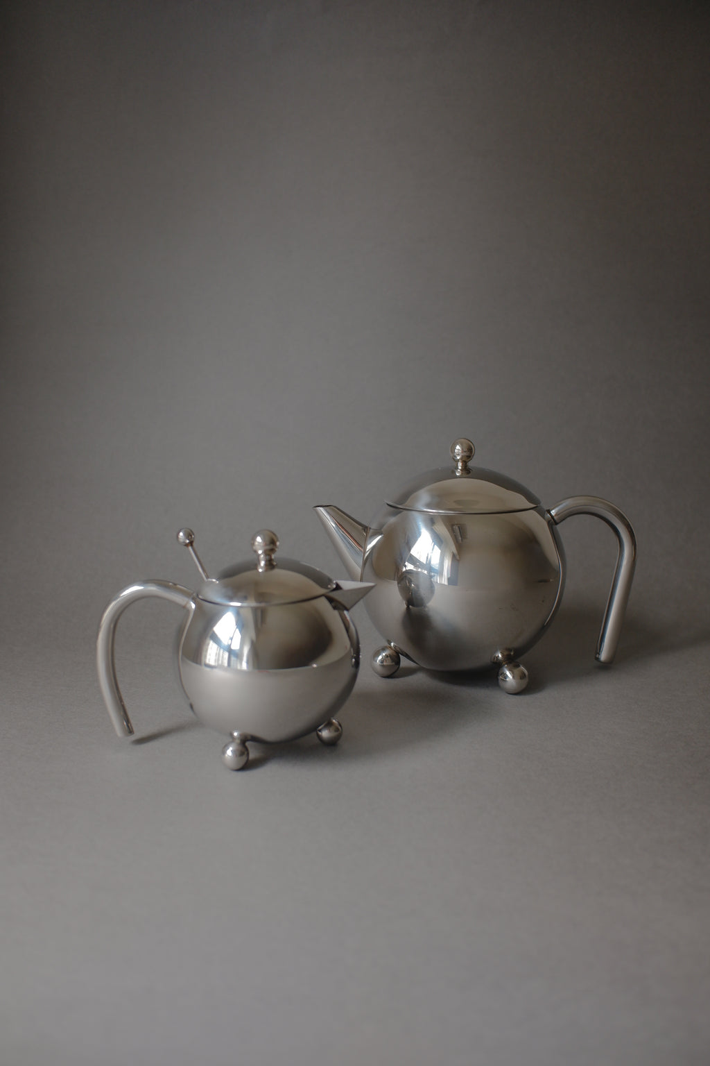 Vintage MCM鏡面球體小壺&茶匙