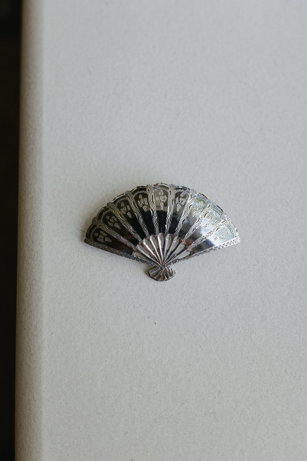 Vintage 純銀Niello工藝扇形胸針