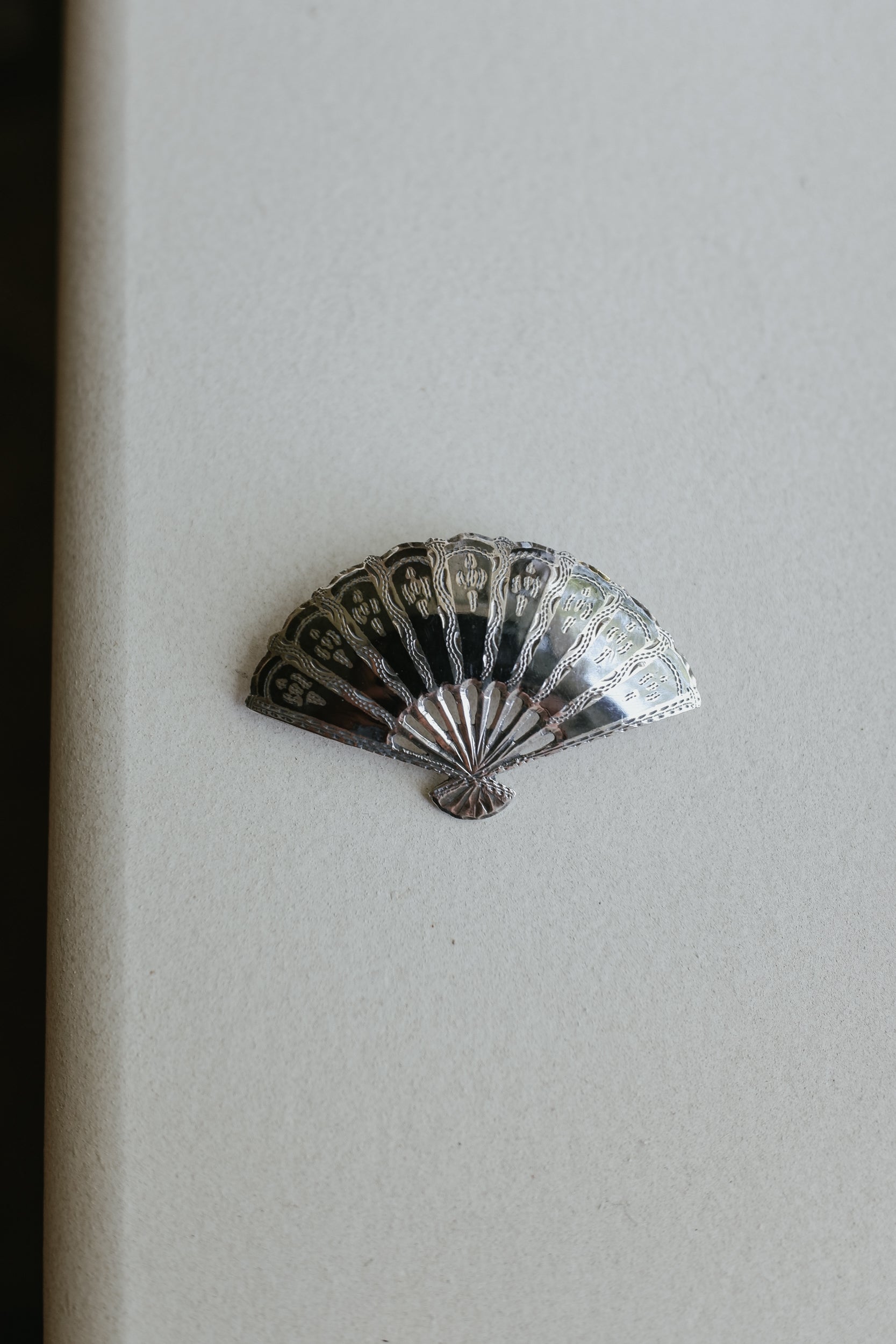 Vintage 純銀Niello工藝扇形胸針