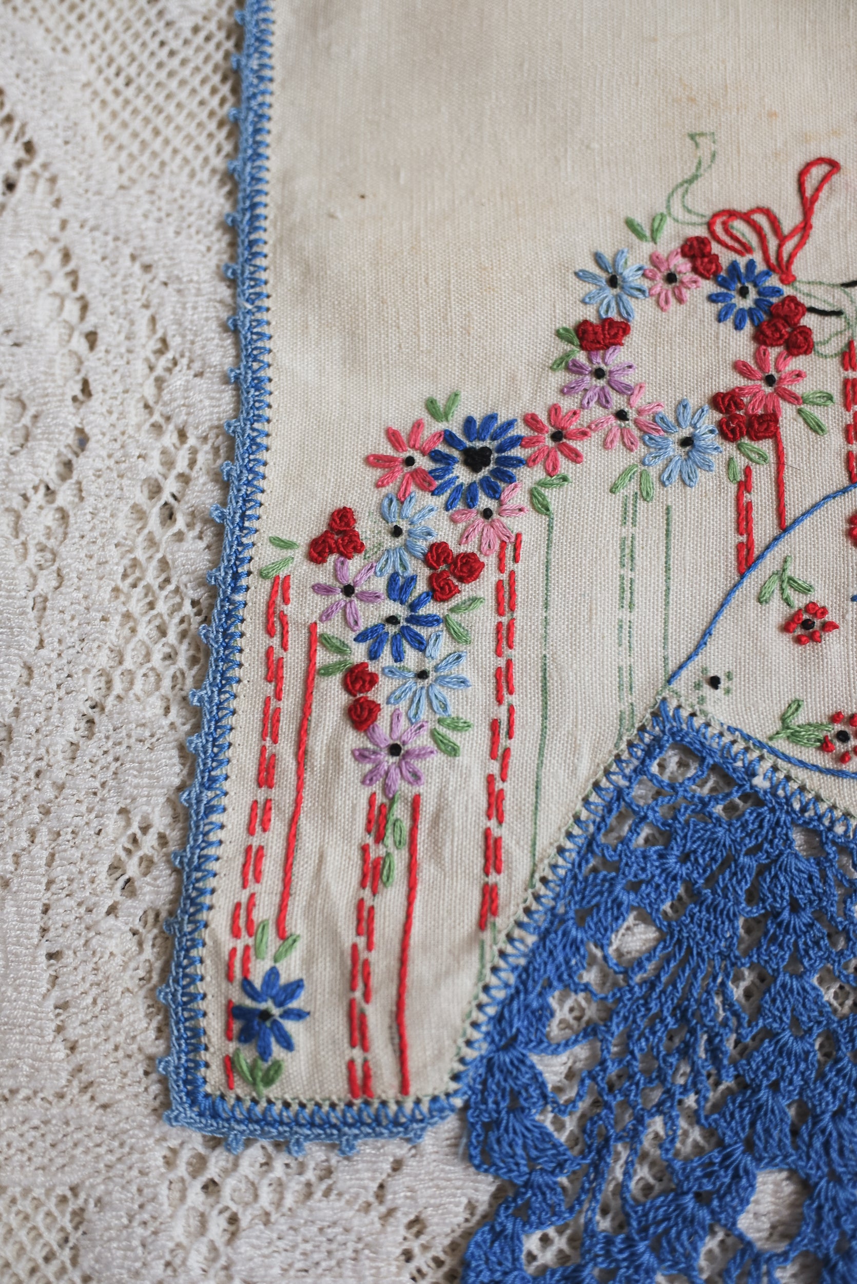 Vintage 精緻刺繡女士桌巾