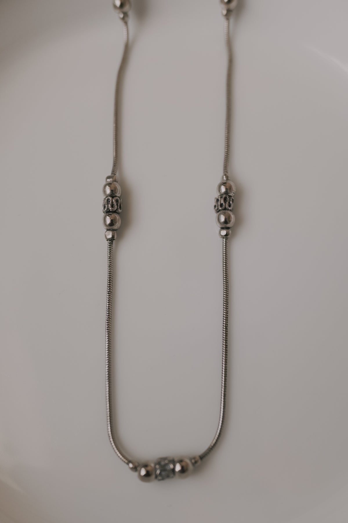 Vintage 銀色圓珠串項鏈