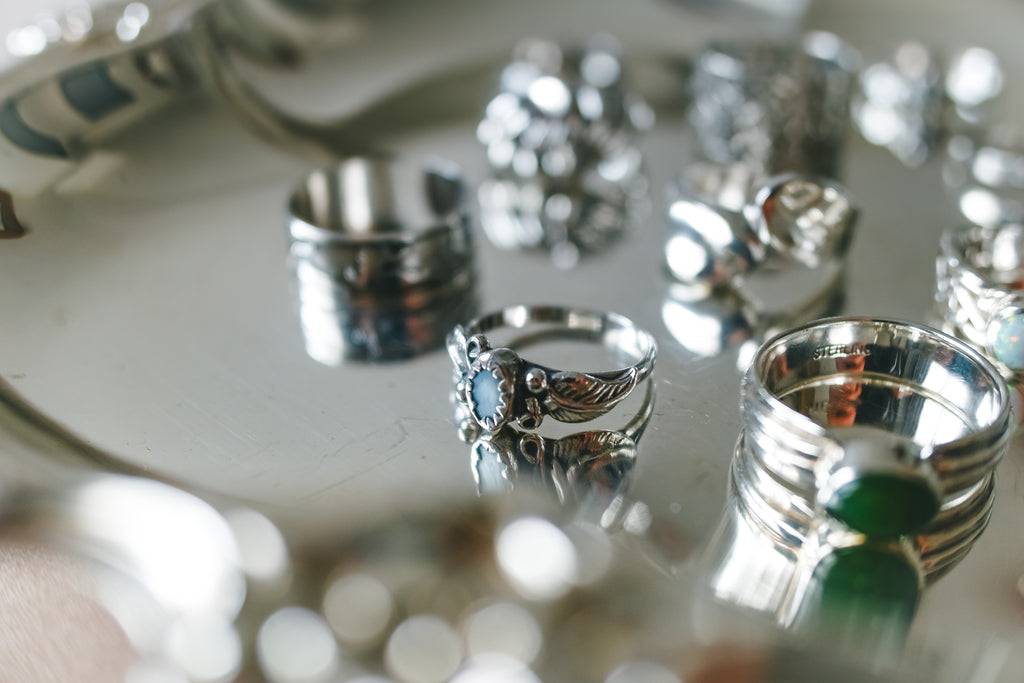 Vintage 純銀珍珠母貝古董戒