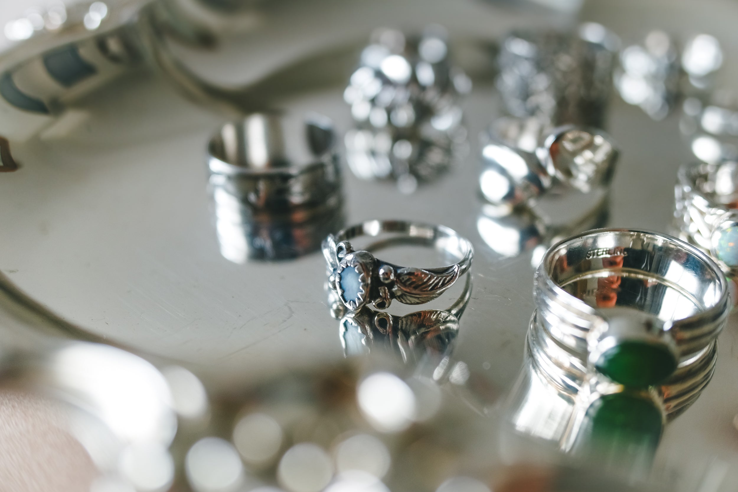 Vintage 純銀珍珠母貝古董戒