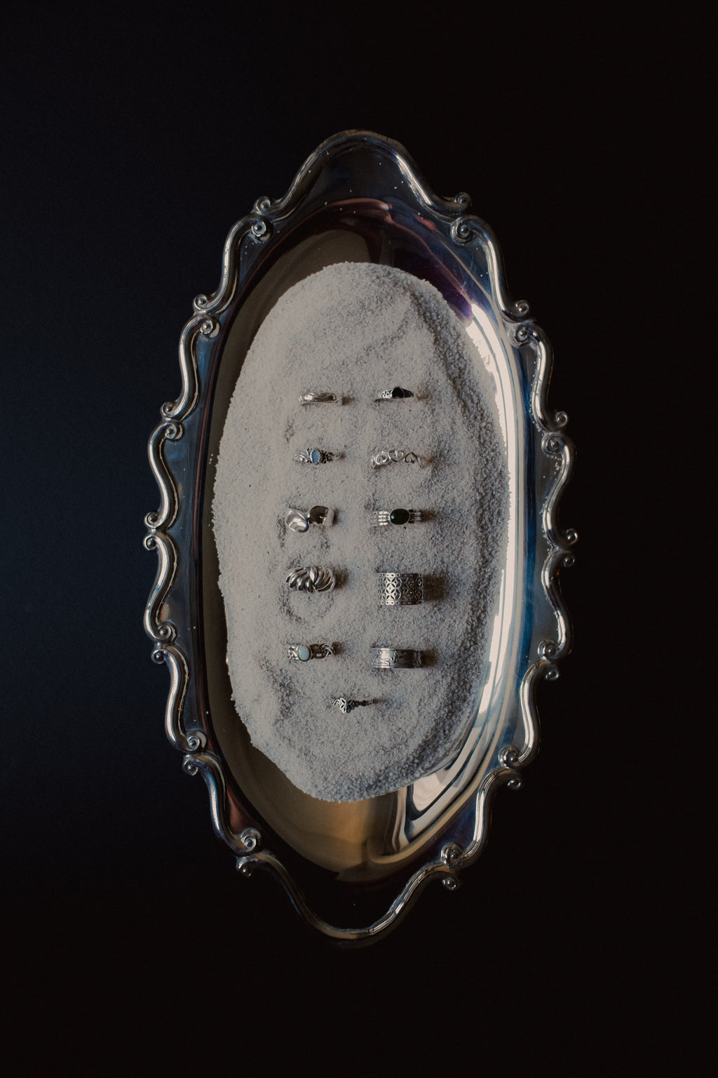 Vintage 波浪映光鍍銀盤