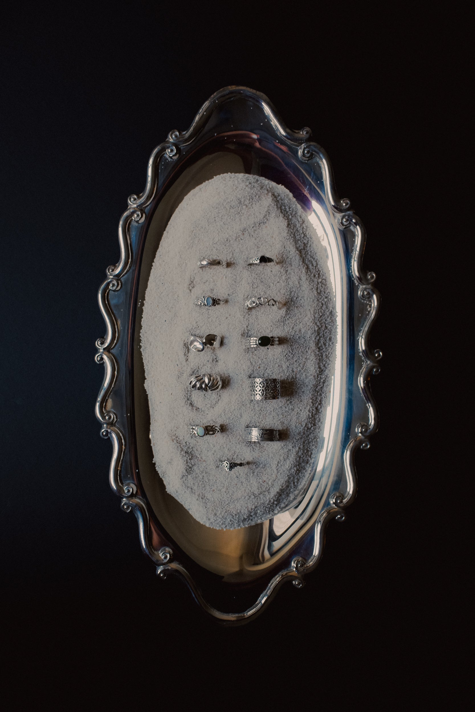 Vintage 波浪映光鍍銀盤