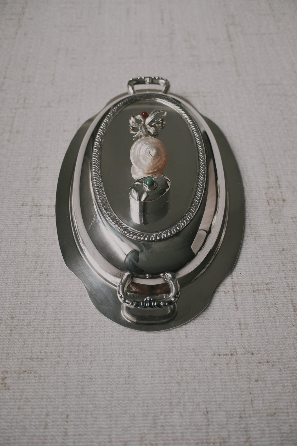 Vintage 繩紋鍍銀蓋盤