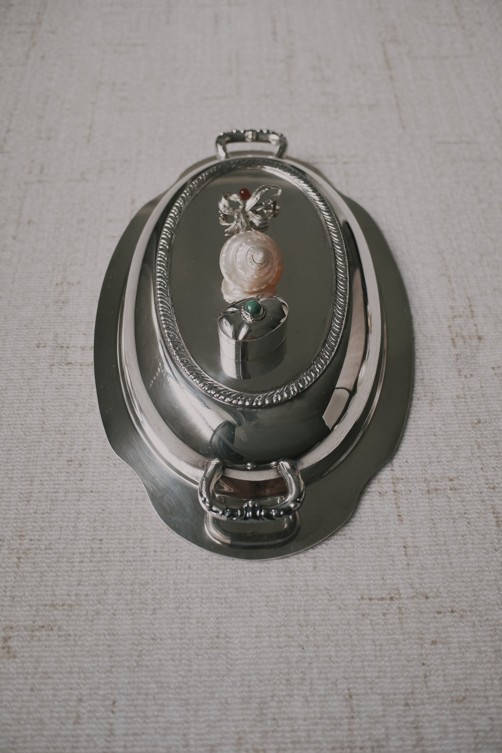 Vintage 繩紋鍍銀蓋盤