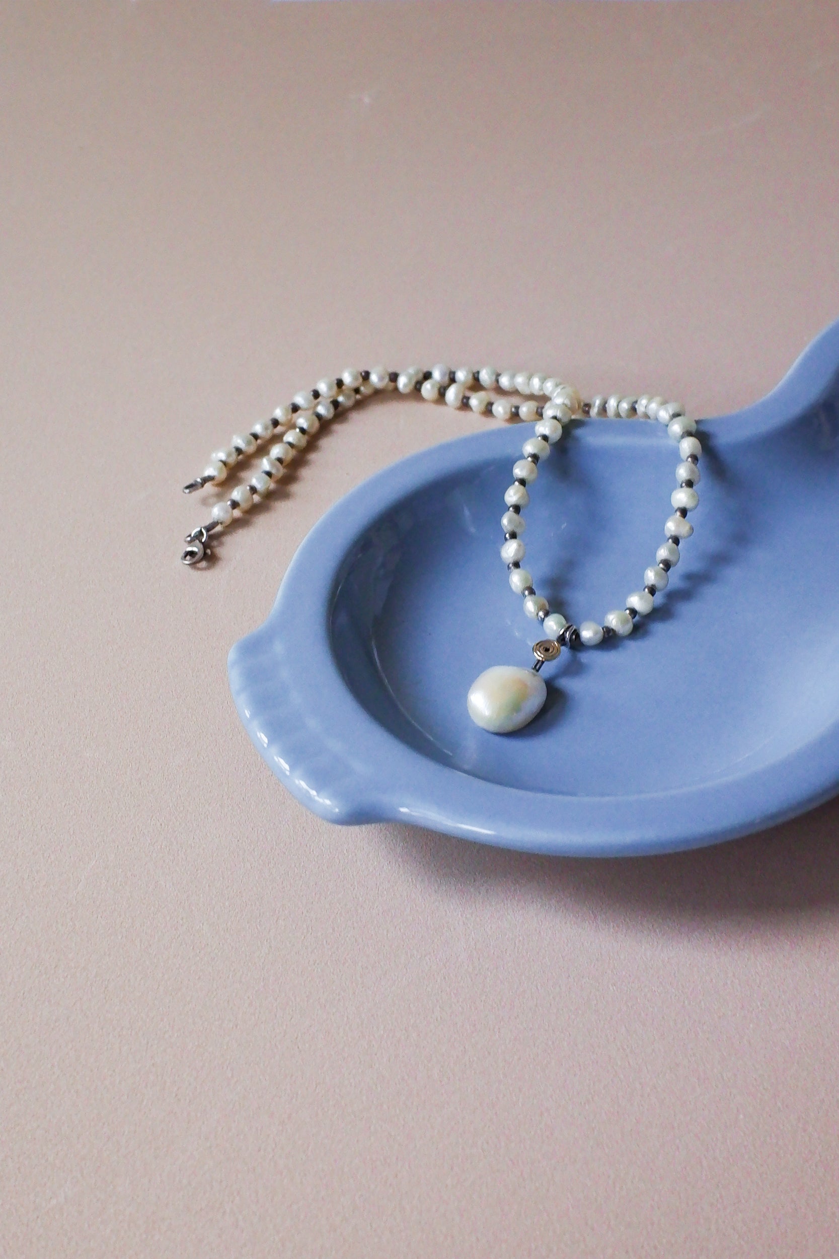 Vintage 霧藍色點心盤