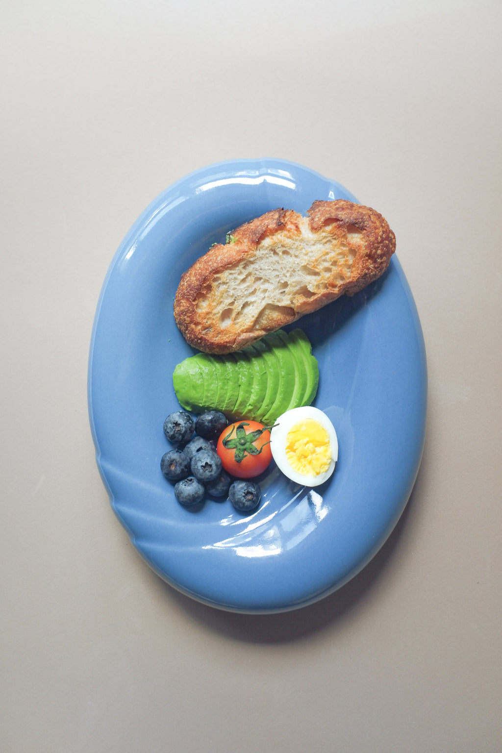 Vintage 霧藍波形陶盤