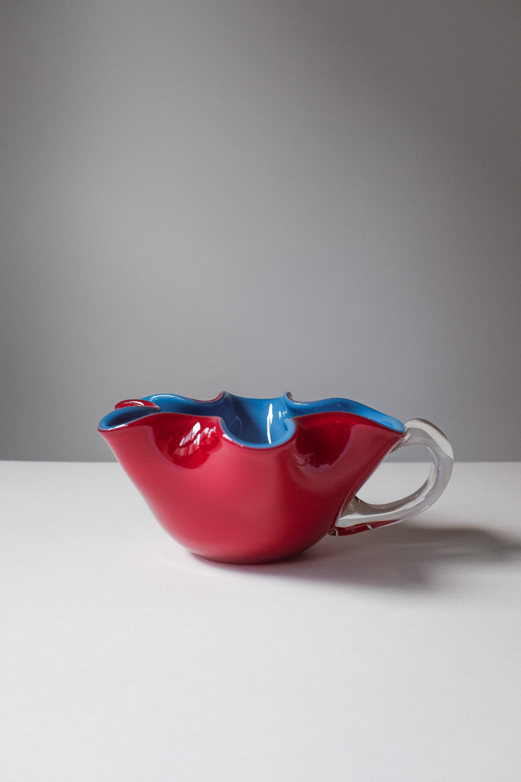 Vintage 手工雙色玻璃波浪杯