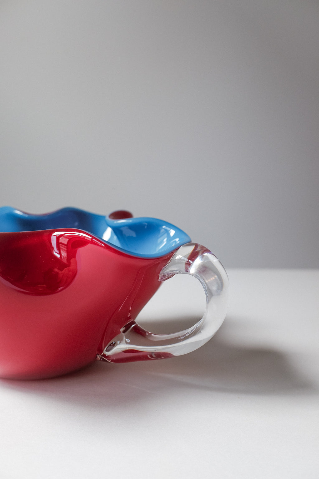 Vintage 手工雙色玻璃波浪杯