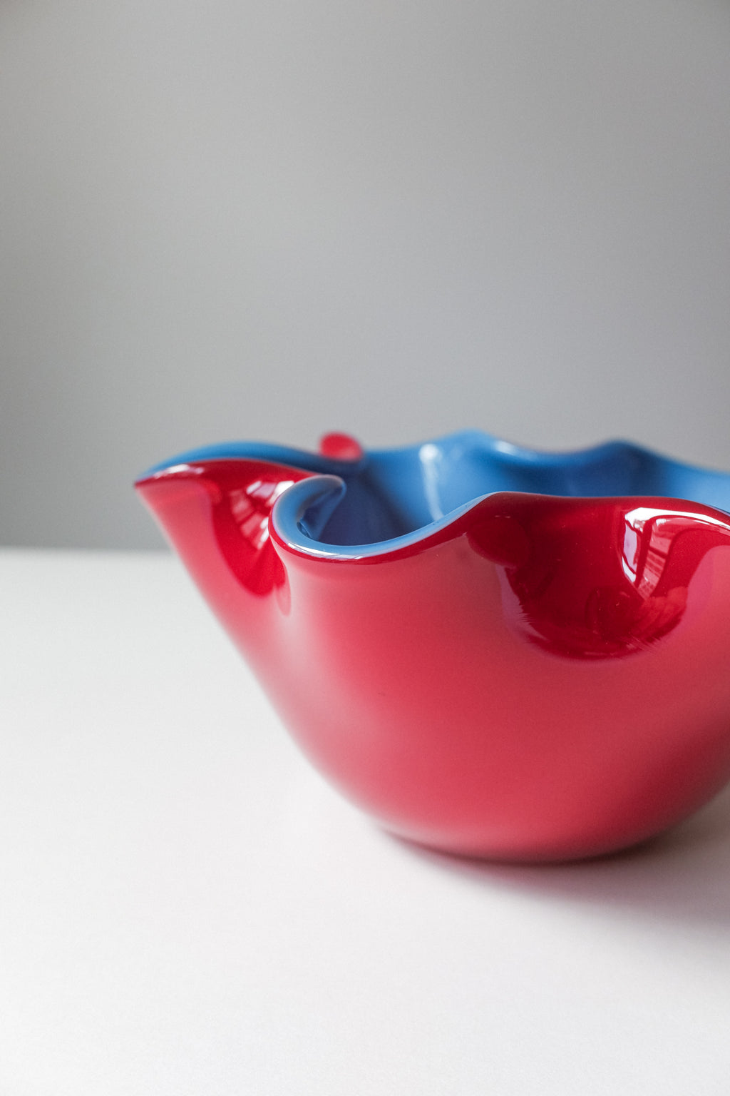 Vintage 手工雙色玻璃波浪杯