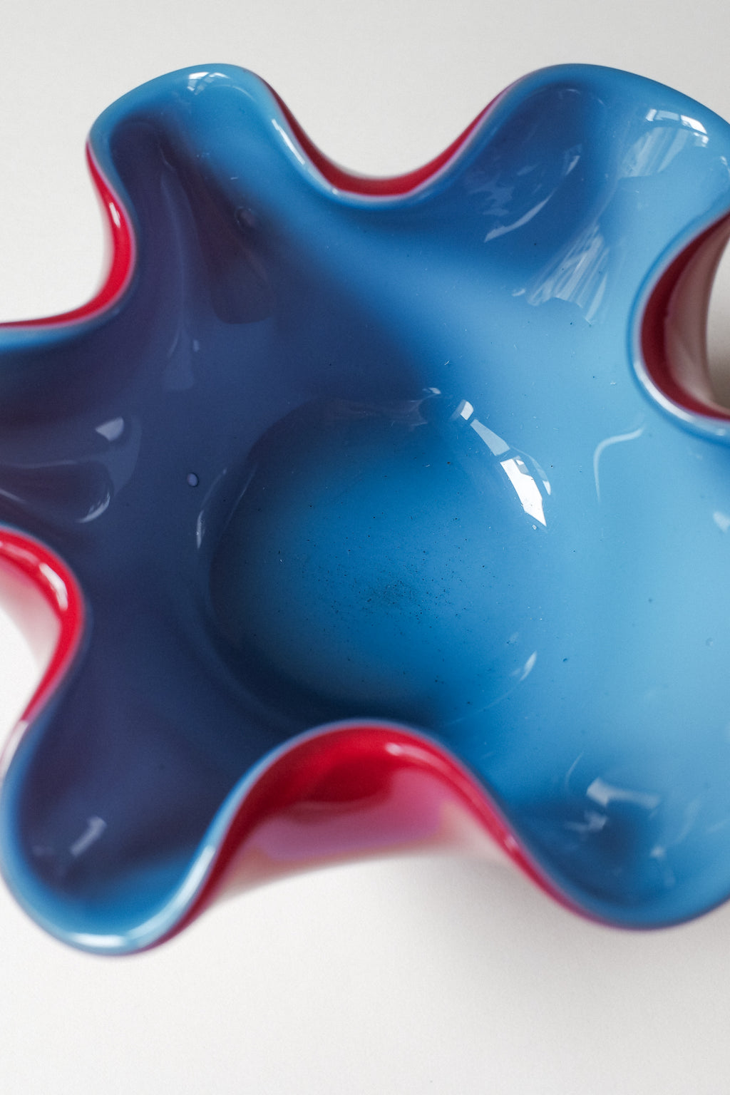 Vintage 手工雙色玻璃波浪杯