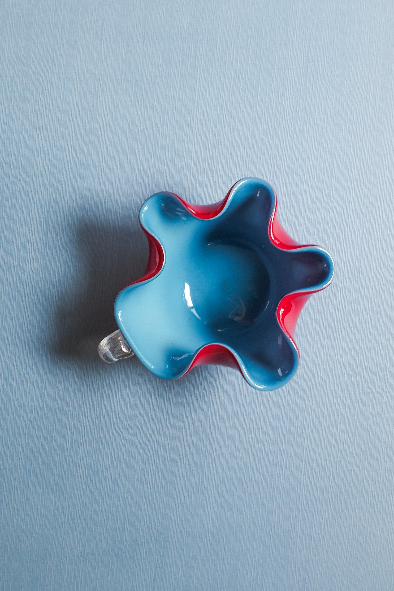 Vintage 手工雙色玻璃波浪杯